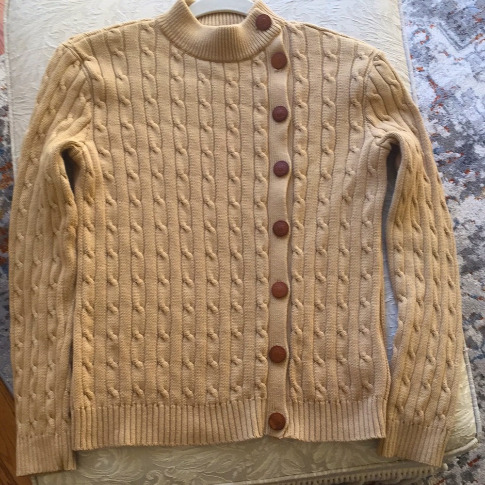 Ralph Lauren Beige Mock Turtleneck with Buttons